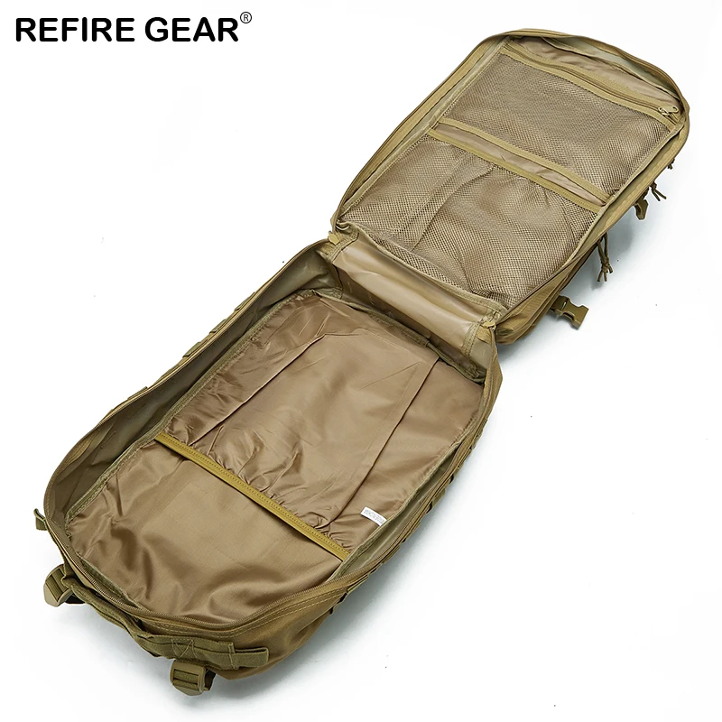 Refire Gear Outdoor Tactical Backpack Large-Capacity Waterproof Army Solider Bag Hiking Hunting Fishing Bag Camp Trekking Pack 