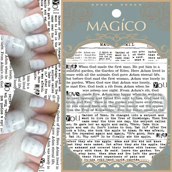 

Wholesale 24pcs White Black English Letters Nail Art Sticker Typewriting Article Decals Full Cover Newspaper Design Manicure