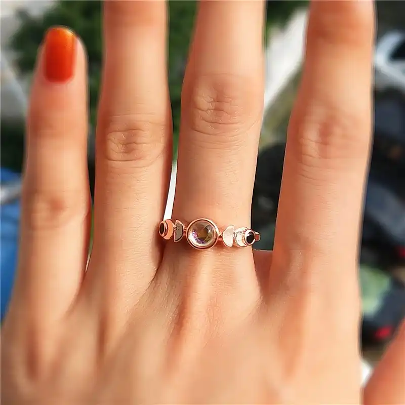 3 Colores Vintage Mujer Anillo De Boda Anillo de aleación de Zinc Antiguo Piedra Lunar Oval D5N6