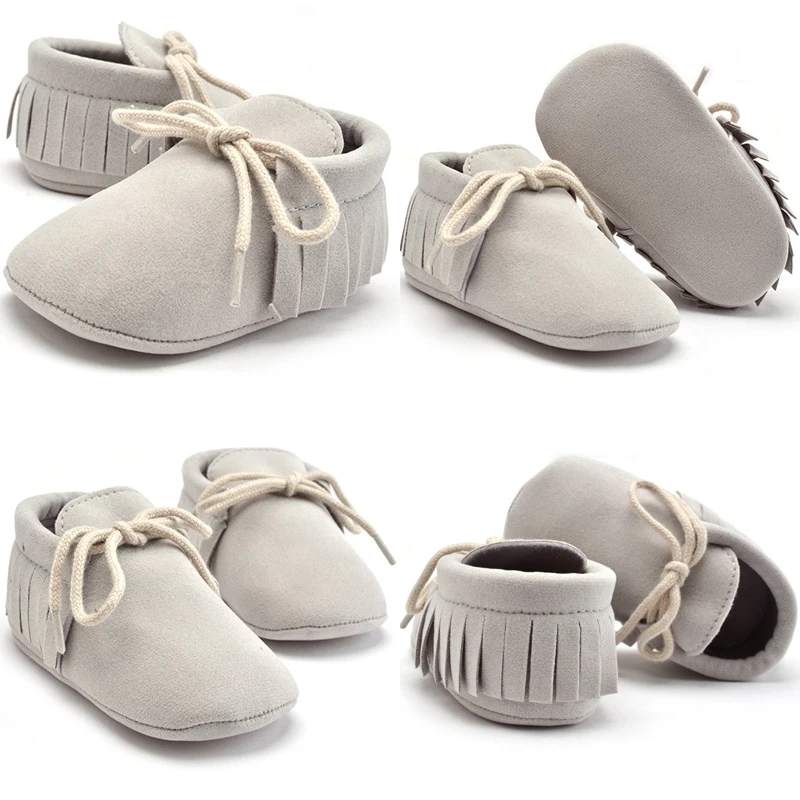 Обувь для новорожденных с мягкой подошвой для маленьких мальчиков и девочек Мокасины с кисточками обувь для малышей