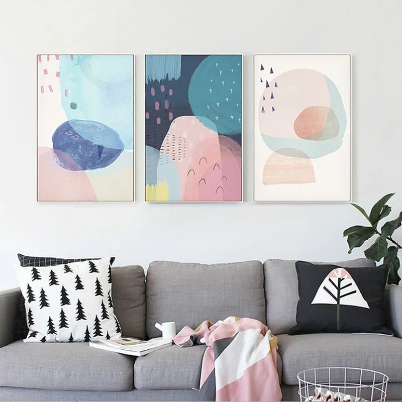

Nordic Abstract Circles Painting By Numbers On Canvas Pink Blue Drops DIY Paint By Numbers Sweet Colors Poster Home Decor Arts
