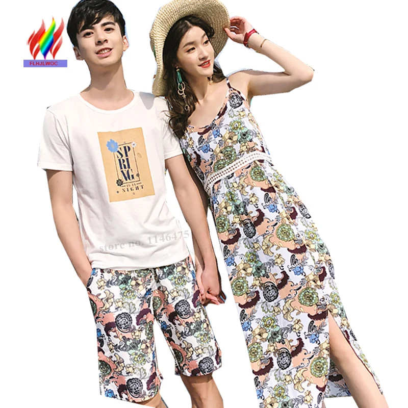 Matching Couple Clothes Lovers Summer Dresses Beach Bohemian Style A