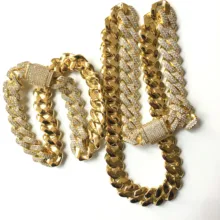 19mm iced out prong cuban link chain