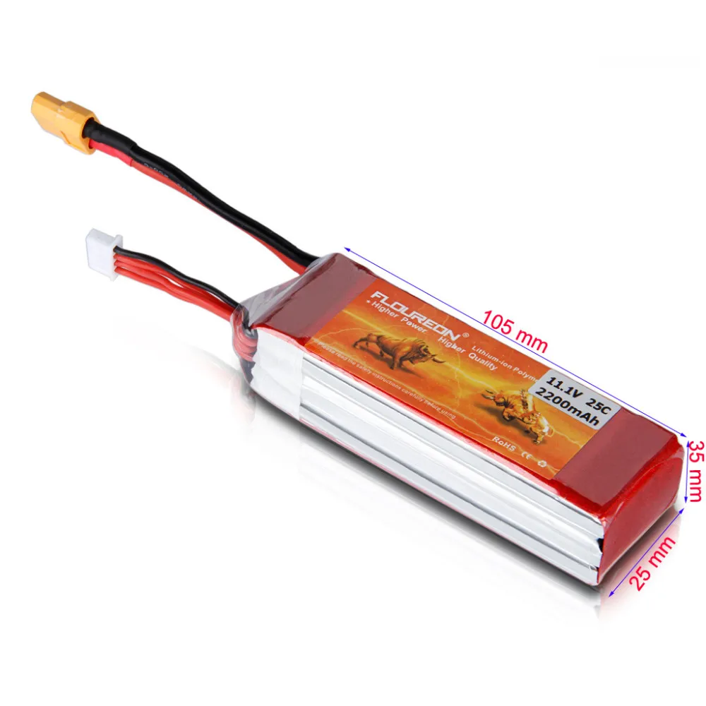 FLOUREON 3S Lipo аккумулятор 11,1 V 2200mAh 25C XT60 разъем для DJI Phantom 1 Квадрокоптер DJI Phantom FC40 запасной Walkera E22RC F450