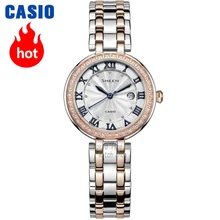 Часы Casio SHEEN женские часы Swarovski Crystal топ класса люкс комплект 50м Водонепроницаемые кварцевые женские часы женские Розовое золото Подарки Часы Спортивные часы relogio feminino reloj mujer montre homme bayan