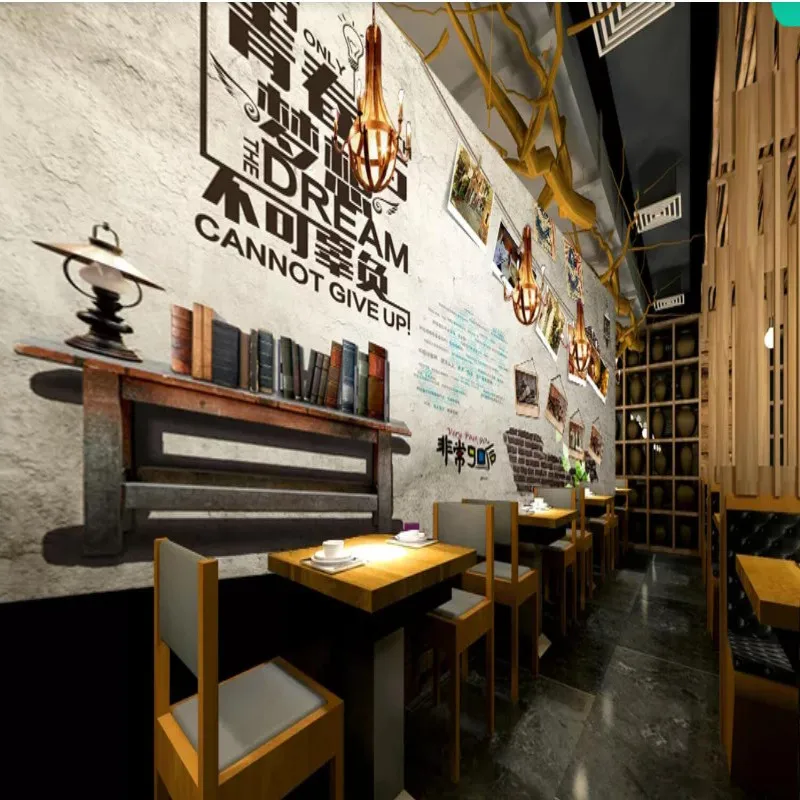 

8090 youth and dream theme restaurant background wall