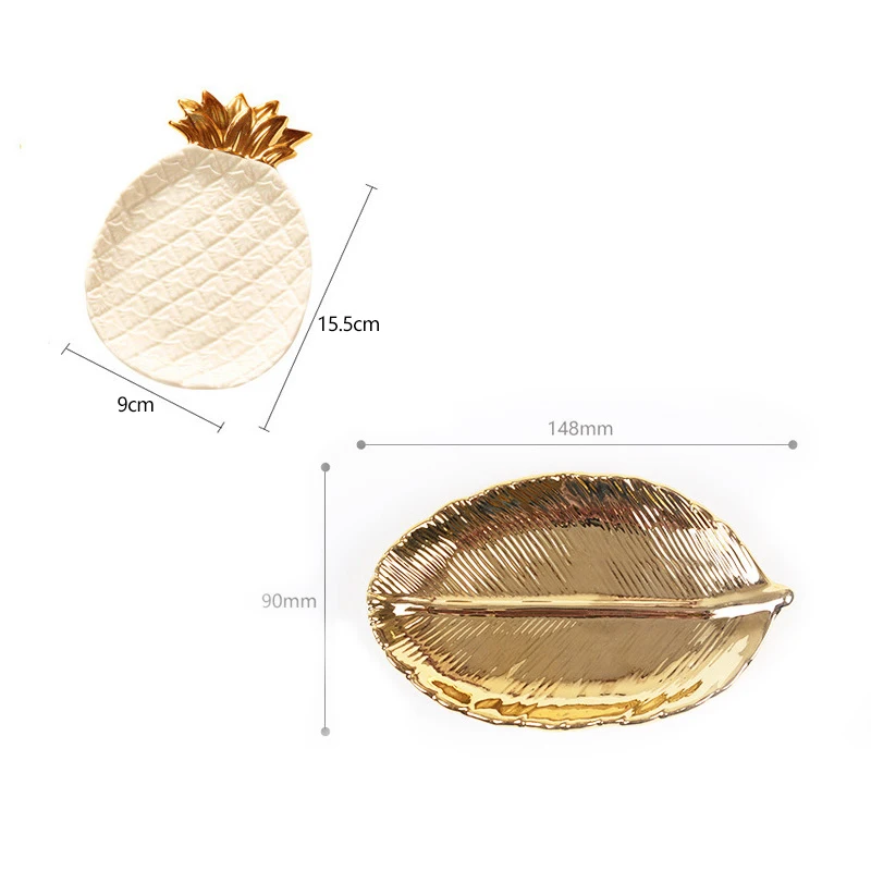 Творческий золотой ананас керамический лоток для хранения золотые украшения в виде ананаса поддон для еды тарелка для сухих фруктов Украшение Дома Тарелка