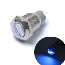 Stidyset-botão de reinicialização do carro, 12v, 19mm, led azul, marinho, automóveis, buzina inoxidável, interruptor de luz