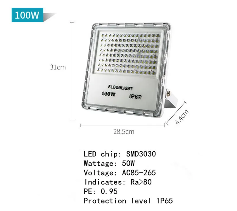 Светодиодные прожекторы Открытый Light 150 W 200 W Водонепроницаемый IP65 рекламы свет поиск прожектор патио заводской номер лампа уличного освещения - Испускаемый цвет: 100W