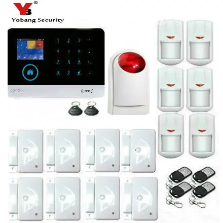 

Yobang Security Wireless WIFI Burglar GSM GPRS SMS, RFID House Security Alarm System with Wireless Indoor Window PIR Siren