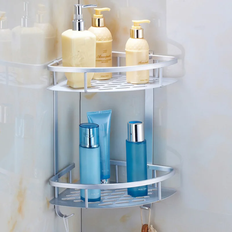 

Space Aluminum Bathroom Shelf Shower Shampoo Soap Cosmetic Shelves Bathroom Accessories Storage Organizer Rack Holder