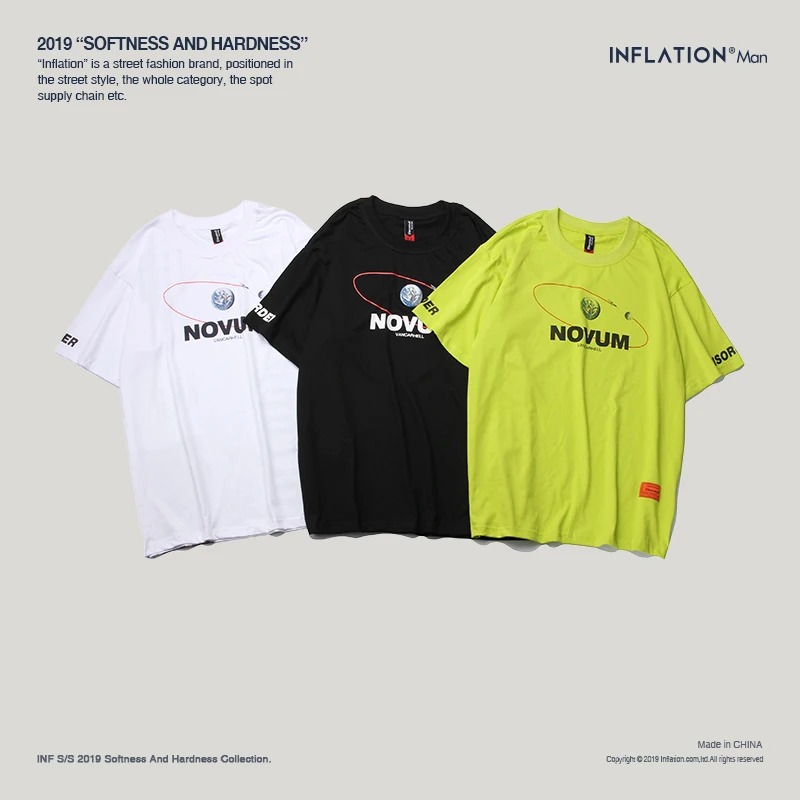 

INFLATION 2019 Men Fashion T-Shirt Hip Hop Streetwear Couple Tshirt Summer Casual Loose Style Short Sleeve Men T-Shirt 94221SE