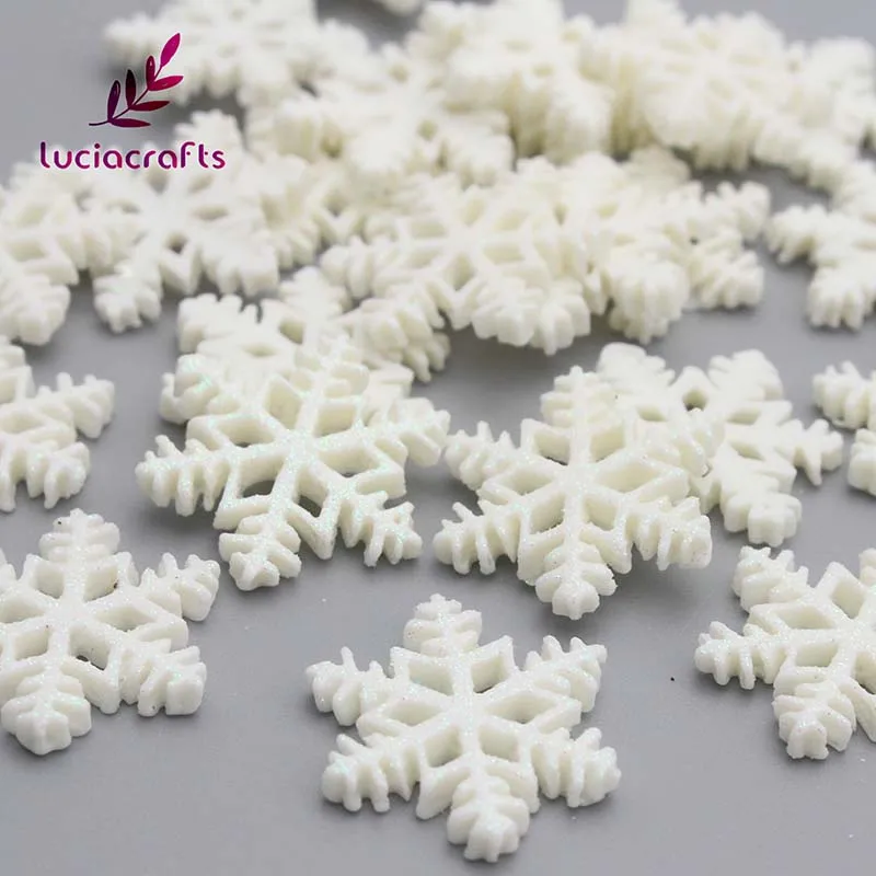 

Lucia Crafts 2.1CM Christmas Snowflake Cabochon Flatback Hanging Ornament DIY Decorations Accessories Crafts 24pcs F0604