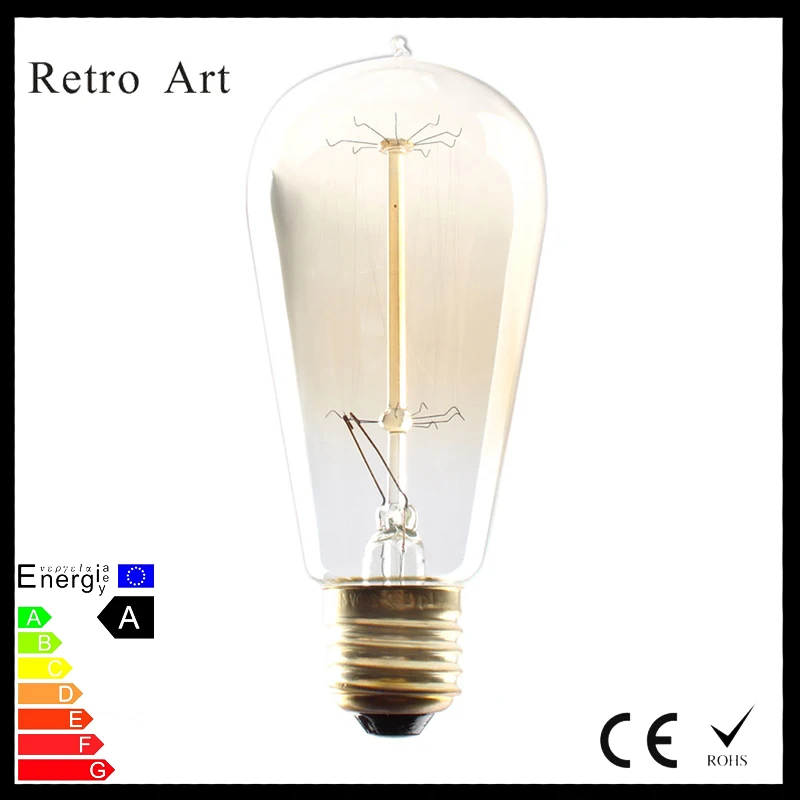 

Vintage Edison Bulbs 40W E27 ST58 Squirrel cage Filament light Bulb
