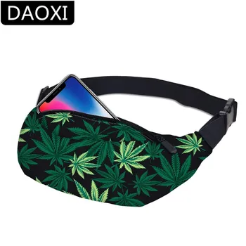 

DAOXI Waist Packs 3D Printing Green Leaves Fanny Packs Bum Bag for Women Travelling DXYB-7