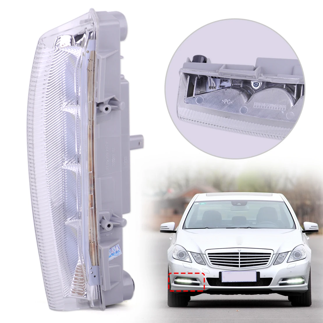 

DWCX Car Right Front DRL Fog Light For Mercedes-Benz W204 C230 C250 C300 C350 W212 E350 E400