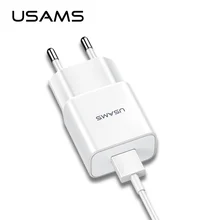 USAMS USB зарядное устройство 2.1A умный мобильный телефон зарядное устройство для iPhone samsung путешествия настенное зарядное устройство ЕС зарядное устройство адаптер с кабелем