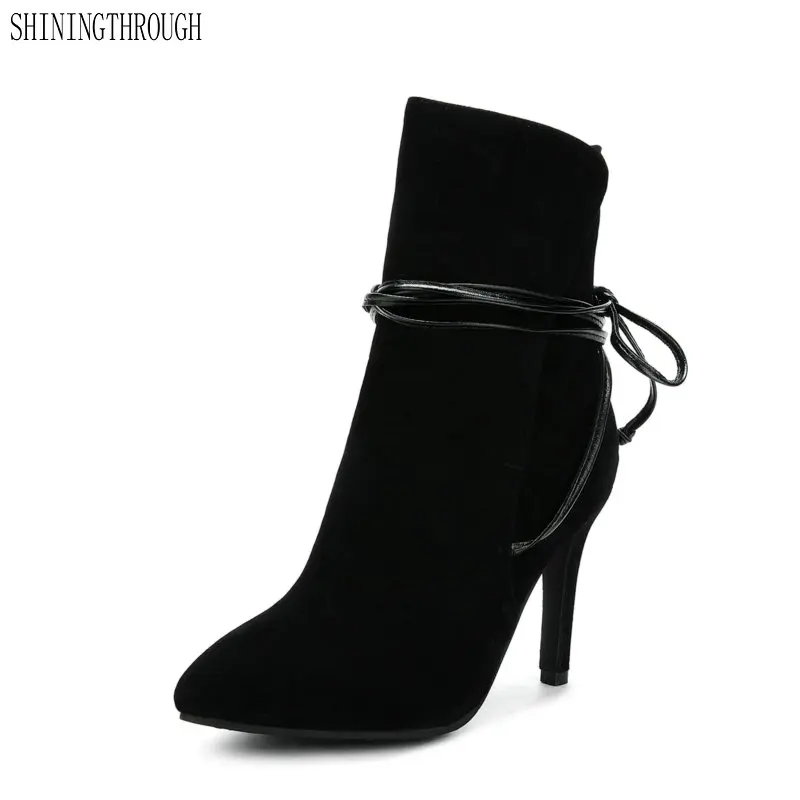 

2018 New ankle boots winter boots woman thin high heels women snow boots poined toe shoes woman ladies shoes