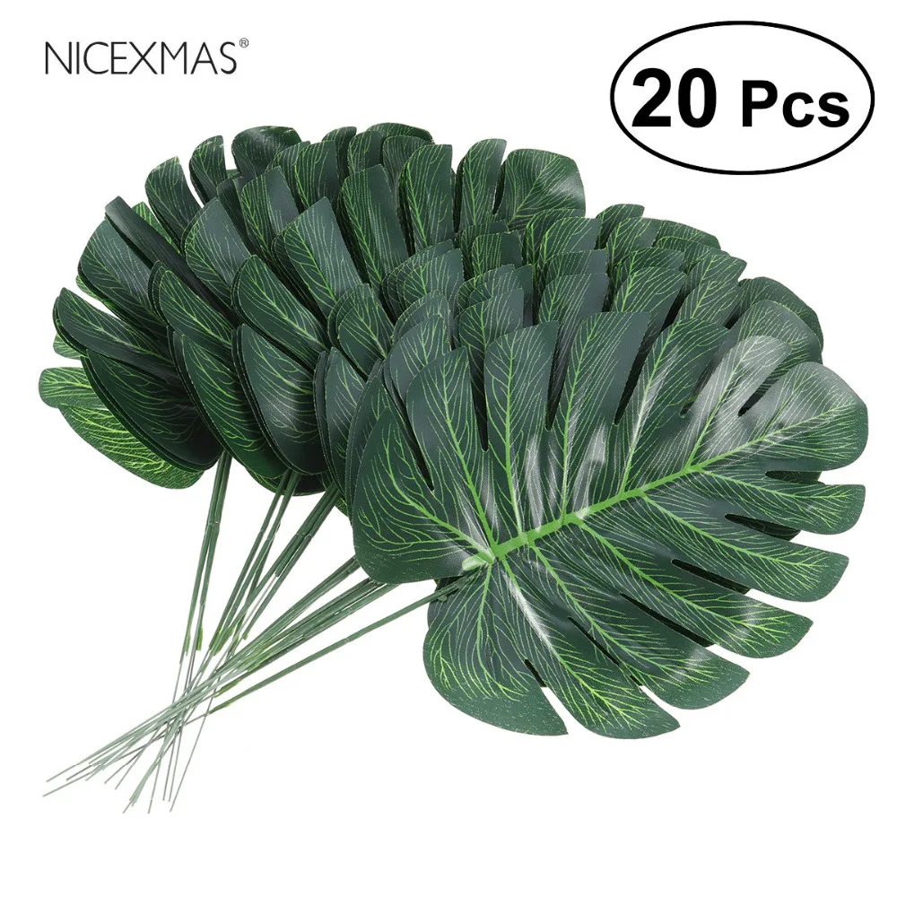 NICEXMAS 20 шт маленький средний Размеры зеленые листья Искусственные цветы/тюльпаны искусственные листья монстеры украшения дома
