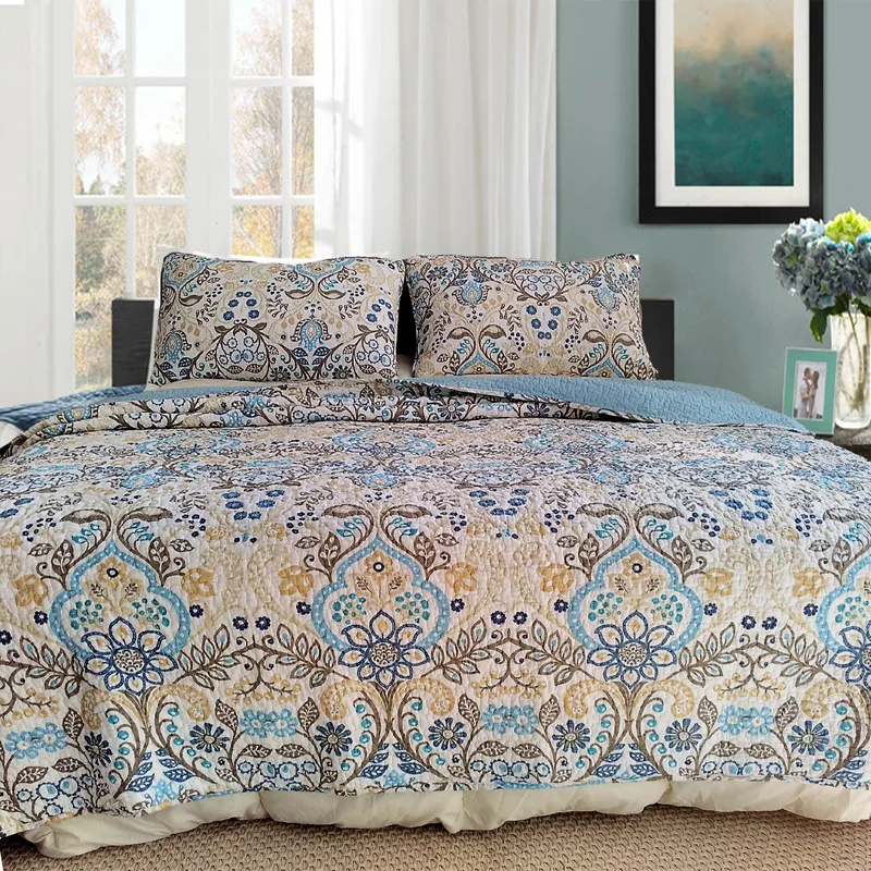 

CHAUSUB Quality Vintage Quilt Set 3PCS Washed Cotton Quilts Quilted Bedspread Bed Cover Pillowcase Coverlet Set King Size