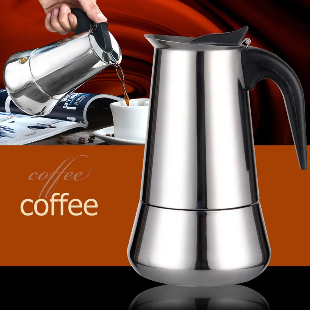Creative Italian Coffee Maker Stainless Steel Percolator Tool Mocha Cafetiere Stove Top Pot 100/200/300/450ML #40 | Дом и сад