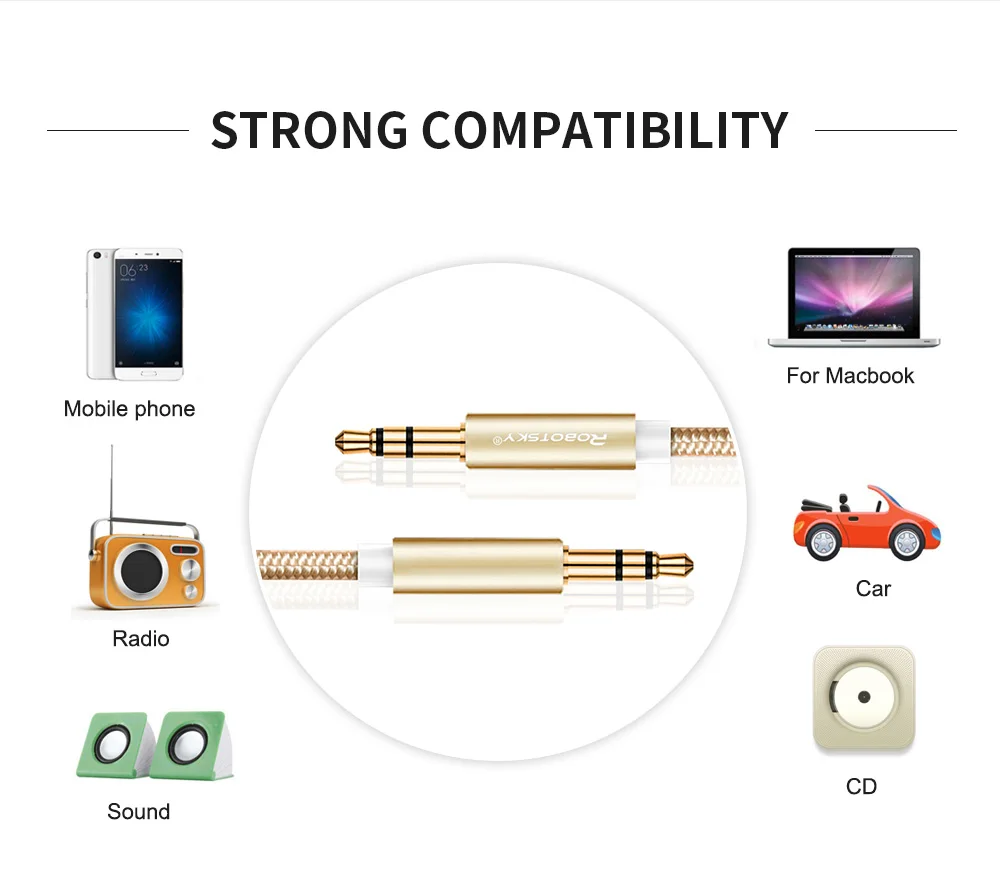 3.5mm Jack Audio Cable 3.5 Male to Male Cable Audio Straight AUX Cable for Car Headphone MP34 Aux Cord For Samsung Galaxy S8-7