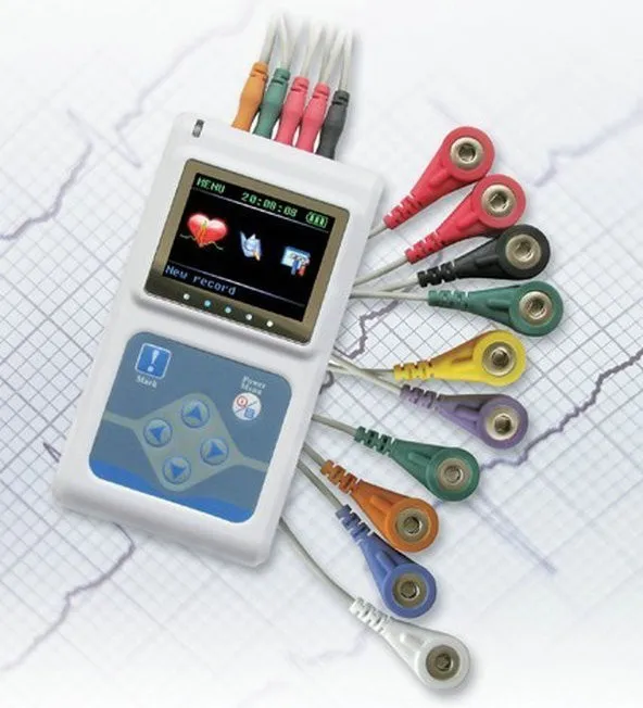 3 канала ЭКГ холтеровский, 24 часа регистратор анализатор EKG холтеровский монитор системы, электрокардиограф TLC 9803