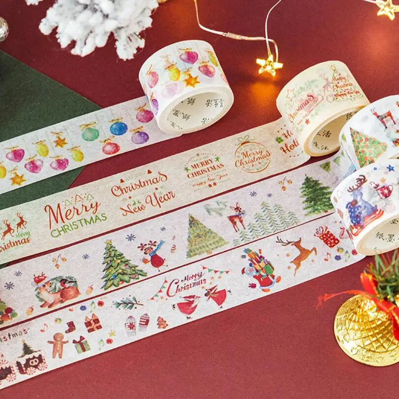 

Merry Christmas Blessings/Tree/Deer Decorative Postcard Washi Tape Adhesive Tape DIY Scrapbooking Sticker Label Masking Tape