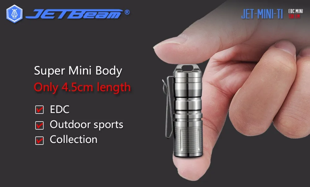 Jetbeam MINI-1 MINI-TI брелок фонарик XP-G2 светодиодный-130 люмен(есть аккумулятор 10180) EDC/Спорт на открытом воздухе/коллекционный фонарь