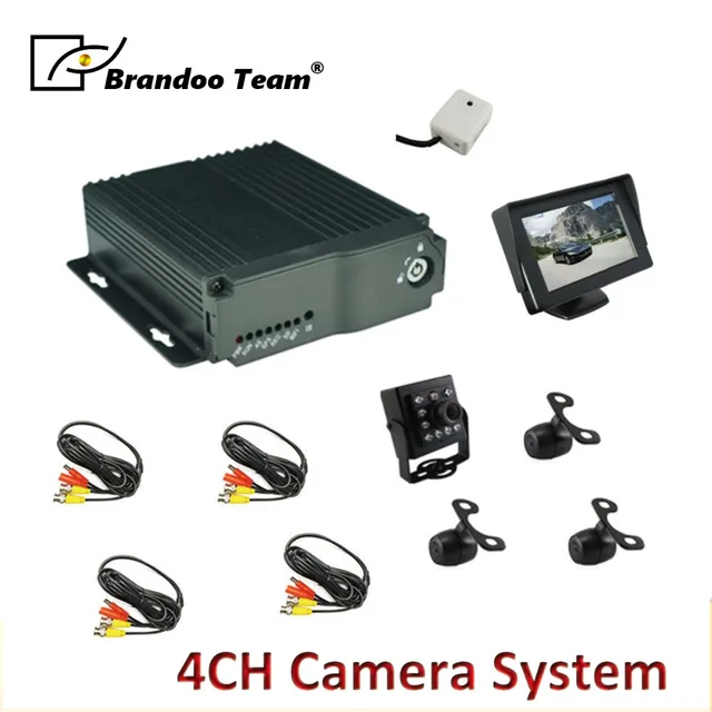 $US $119.68 Free shippingcheapest DVR for train 4Ch Mobile SD DVR car Camera Recorder with 4pcs cameras+1pcs mo