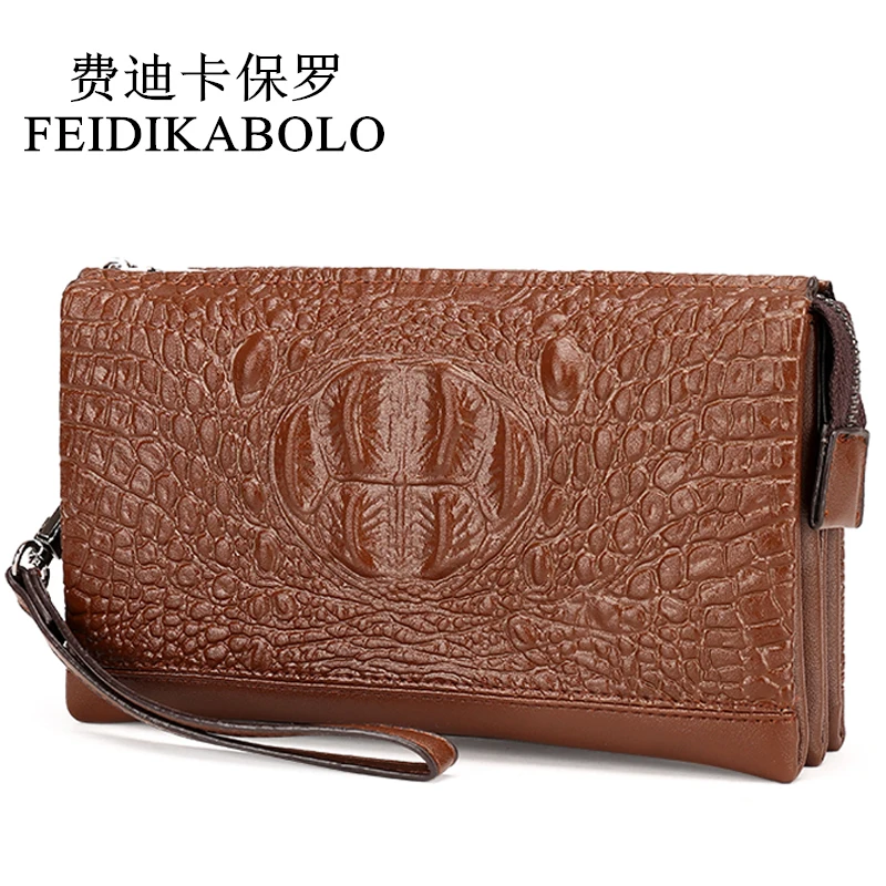 

FEIDIKABOLO New Arrive Men Wallets Male Crocodile Long Clutch Wallets Design Wallet Coin Pocket For Men Alligators Leather Purse