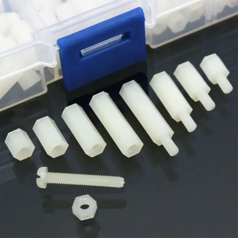 M3 Nylon Hex Spacers Screw Nut Assortment Kit 120pcs/case White Nut
