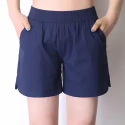 Льняные широкие брюки женские Causel конфеты цвет короткие брюки эластичный пояс шорты