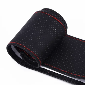 

Sleeve Steering Wheel Cover Protector Padding Red Thread Leather DIY Auto