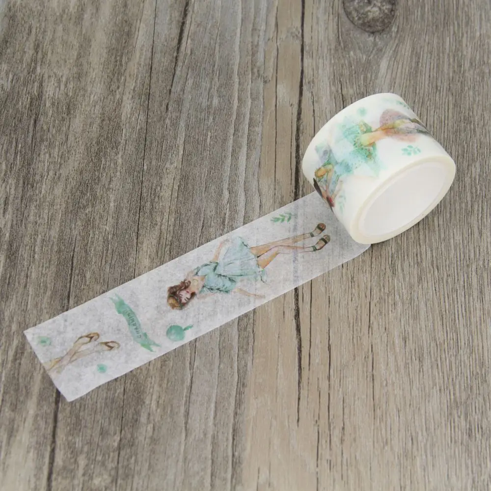 Fresh Green Beautiful Girl Women Washi Tapes Lady People Masking Tape