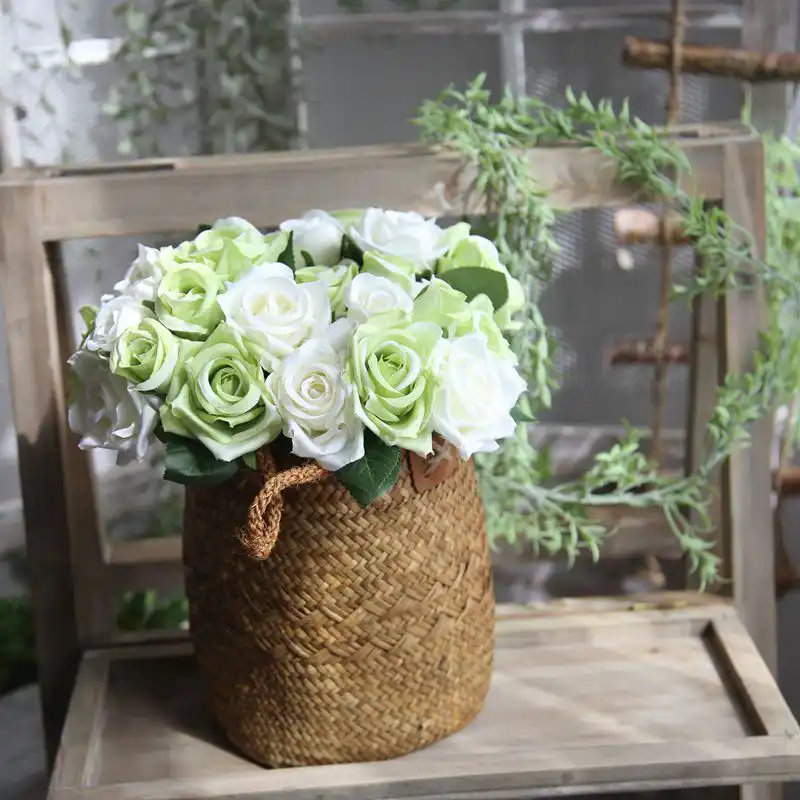 9pcs Fake Rose Flowers Bouquet Wedding Garden Decoration Thai 9pcs Fake Rose Flowers Bouquet Wedding