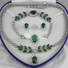 Натуральный ЮВЕЛИРНЫЙ зеленый циркониевый колье из белого золота браслет серьги кольцо наборы Изящные Позолоченные Свадебные широкие часы крылья королева