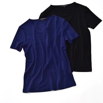 

High Quality Silk Twist Silk T-shirt 100% Simple Straight Neck SilkShort For Women