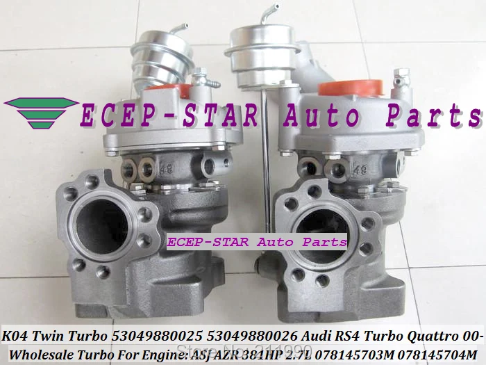 K04 Twin Turbo 53049880025 53049880026 53049700025 53049700026 турбины K04-025 K04-026 для Audi RS4 ASJ AZR 381HP 2.7L