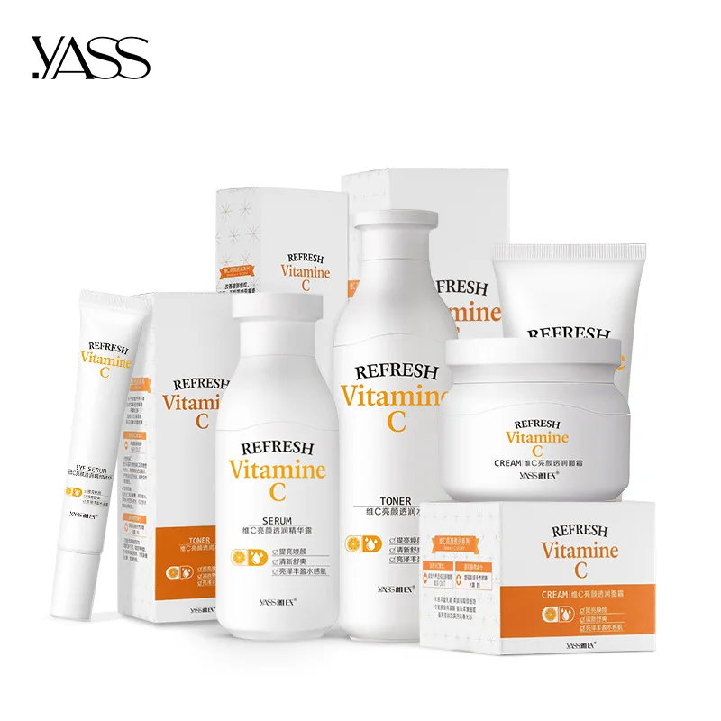 

Natural VC 100ml Facial Cleanser+180ml Face Toners+80ml Serum+20ml Eye Cream+60ml Face Cream Real Antioxidant Skin Care Set