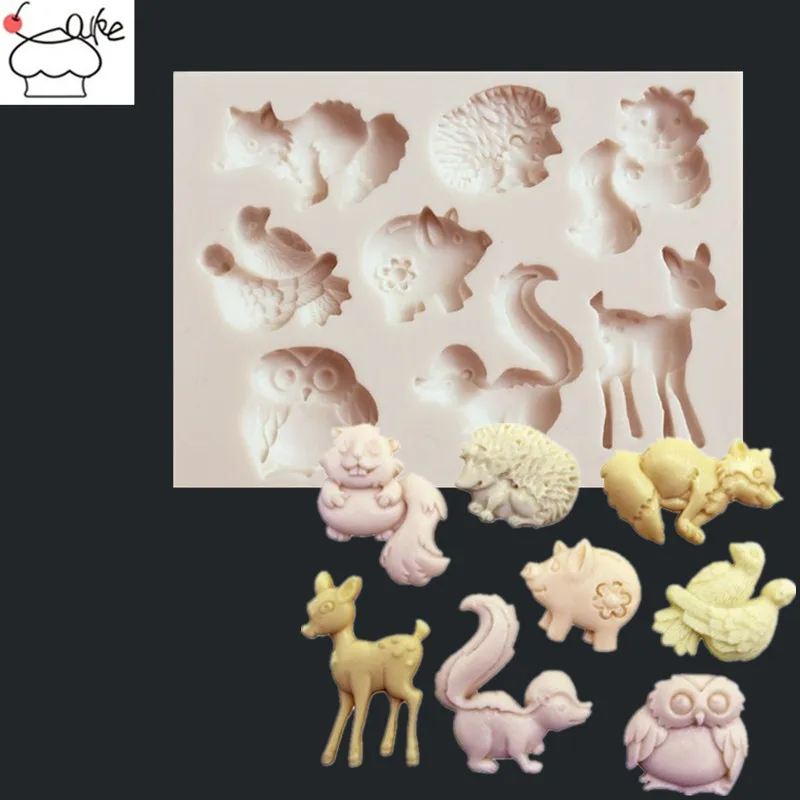 

DIY animal silicone mold deer pig squirrel bird owl fondant cake cookies mousse