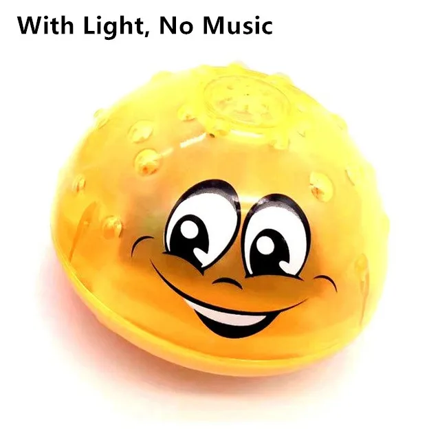 Милый шар для распыления воды, Детская плавающая игрушка для ванны, Электрический индукционный спринклер, игрушки для ванной, вращающийся с душевой 3D светильник, музыкальный - Цвет: Yellow without Music