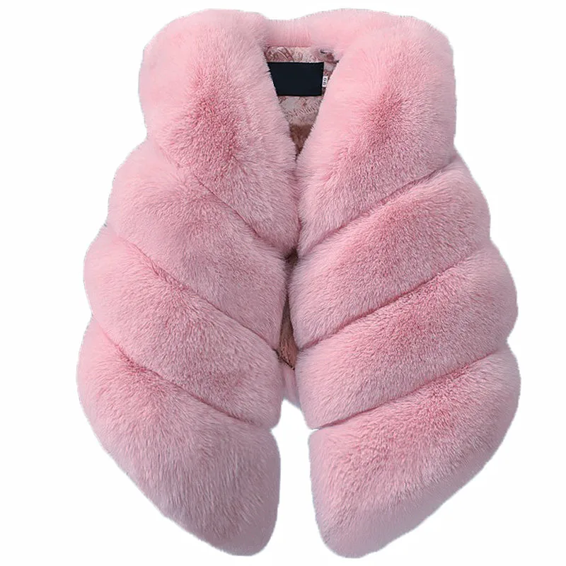 Roupas de Pele Crianças sem Mangas Anos de Idade Novo Bebê Menina Inverno Artificial Colete Cabolsas Quente Jaqueta Princesa Outerwear 2-10 12 High Quality Mamãe e Bebê