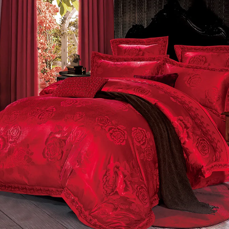 silk feeling wedding marriage bedding set Textile King size quilt cover