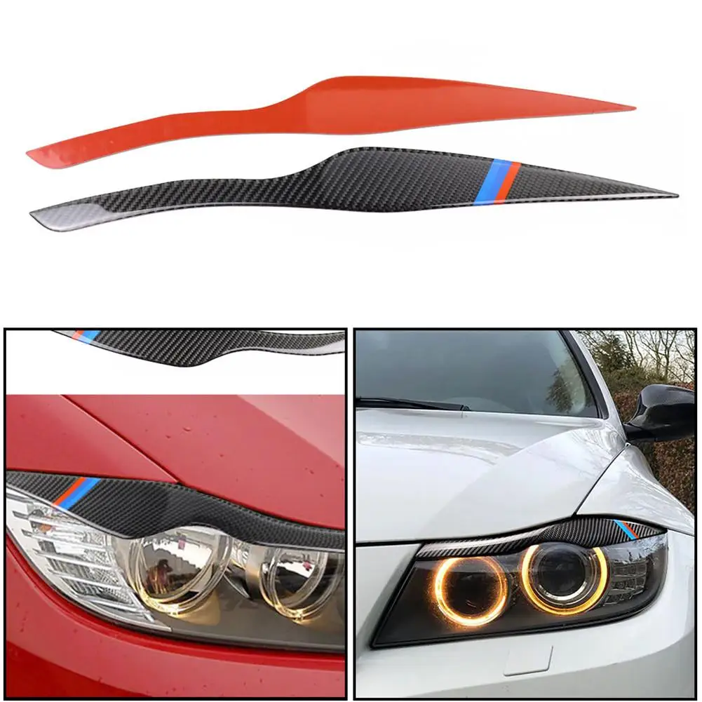 

2PCS E90 Lamp Eyebrow Headlights Eyelashes Carbon Fiber Car Modification Interior Accessories Stickers For BMW Old 3 Series