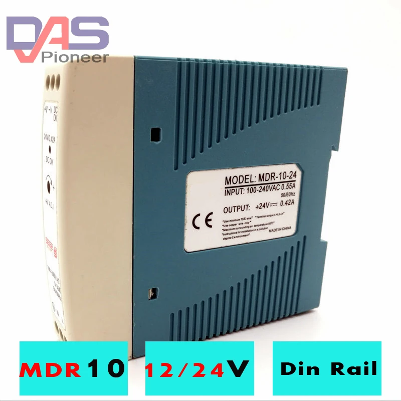 Ультра-тонкий Din rail источник постоянного тока с режимом переключения питания dve импульсный источник питания светодиодного табло MDR 10 Вт 12/24 V