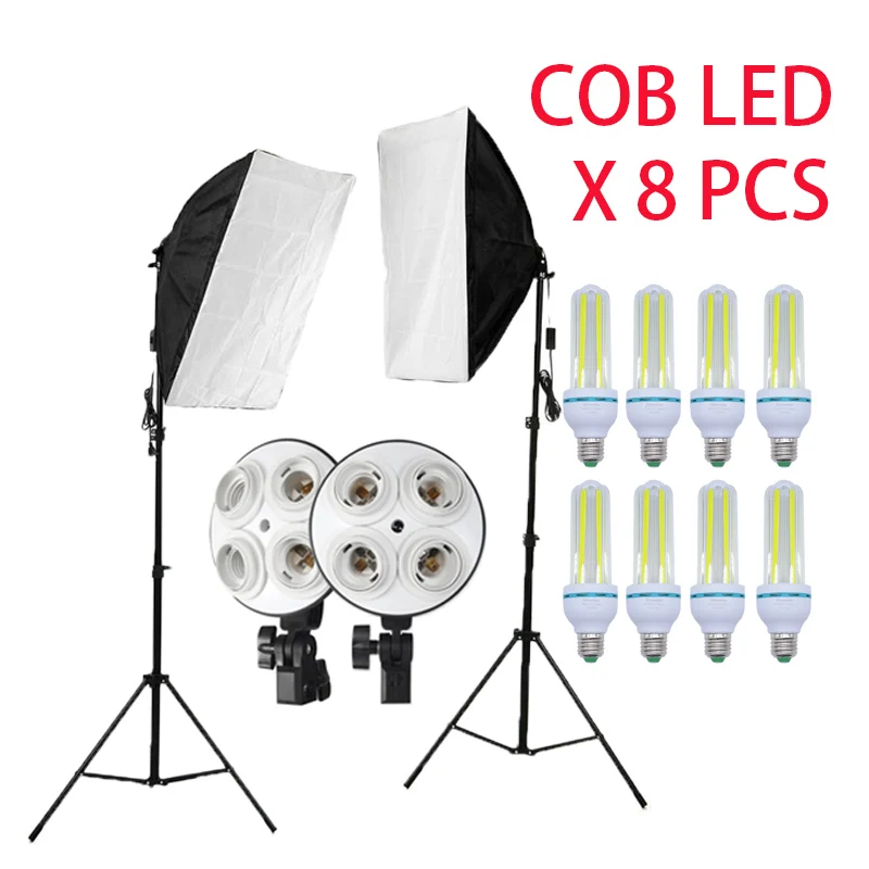 Deventer фотостудия 320W 16 COB светодиодный фотографический светильник ing Kit 4 комплекта софтбокса и 4 комплекта светильник-подставка для камеры аксессуары для фото - Цвет: Серый