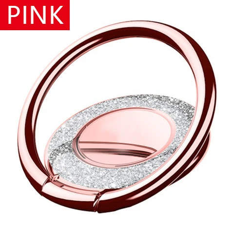 Женское кольцо-держатель для телефона на палец для iphone, samsung, xiaomi mi8, яркий кристалл, 360 градусов, Универсальная металлическая Магнитная подставка - Цвет: Rose pink