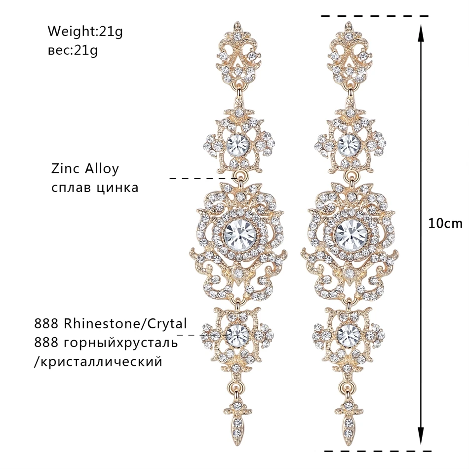 Minmin, золотые/Серебряные длинные висячие серьги для женщин, цветочная форма, модные свадебные украшения, свадебные висячие серьги с кристаллами, вечерние серьги EH182