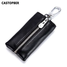 Дизайнерский мужской кошелек для ключей, двойная молния, натуральная кожа, для мужчин, Воловья кожа, автомобильный держатель для ключей, ключница, сумка, высокое качество, известный бренд